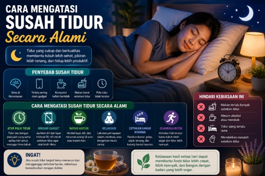 Cara Mengatasi Susah Tidur Secara Alami: Kebiasaan Sederhana yang Bisa Membantu Tubuh Lebih Cepat Istirahat