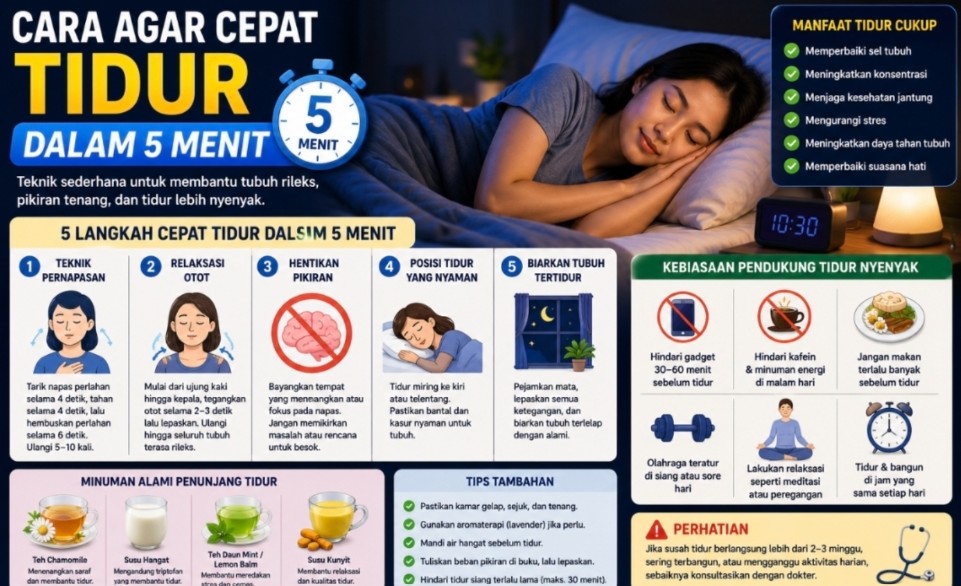 Cara Agar Cepat Tidur dalam 5 Menit: Kebiasaan Sederhana untuk Membantu Tubuh Lebih Rileks
