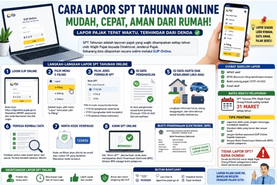 Cara Lapor SPT Tahunan Online, Begini Langkah Mudah agar Tidak Kena Denda Pajak Cara Lapor SPT Tahunan Online, Begini Langkah Mudah agar Tidak Kena Denda Pajak