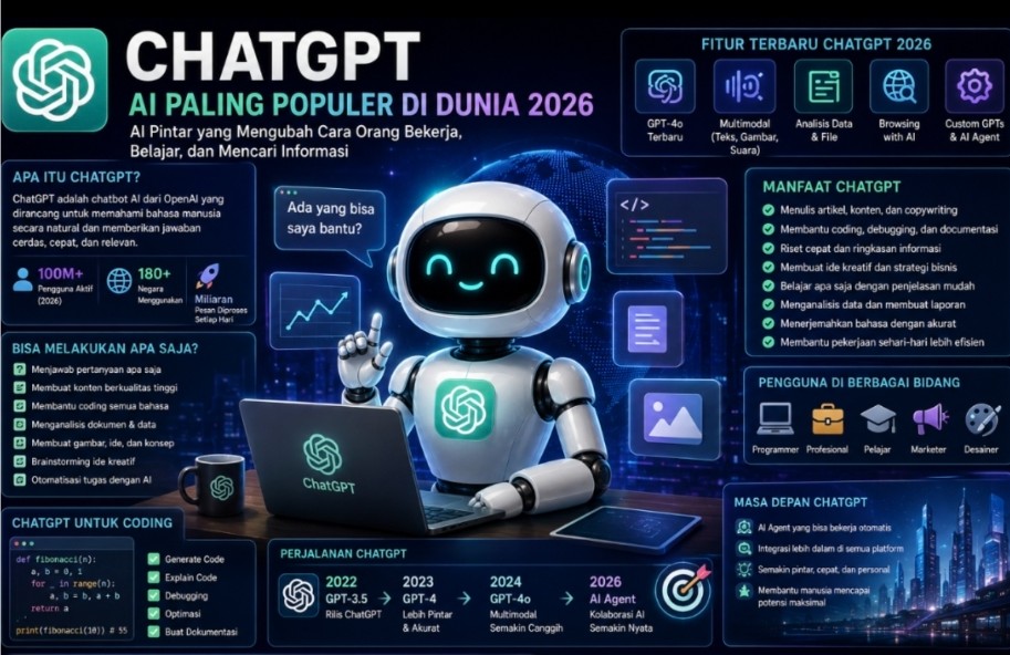 ChatGPT Semakin Canggih di 2026: AI Pintar yang Mengubah Cara Orang Bekerja, Belajar, dan Mencari Informasi ChatGPT Semakin Canggih di 2026: AI Pintar yang Mengubah Cara Orang Bekerja, Belajar, dan Mencari Informasi