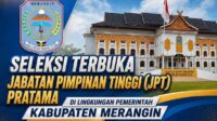 Panitia Seleksi Terbuka Jabatan Pimpinan Tinggi (JPT) Pratama di lingkungan Pemerintah Kabupaten Merangin Tahun 2026 resmi membuka pendaftaran untuk tiga jabatan yang saat ini lowong. Pengumuman tersebut disampaikan pada Senin (15/6/2026). Panitia Seleksi Terbuka Jabatan Pimpinan Tinggi (JPT) Pratama di lingkungan Pemerintah Kabupaten Merangin Tahun 2026 resmi membuka pendaftaran untuk tiga jabatan yang saat ini lowong. Pengumuman tersebut disampaikan pada Senin (15/6/2026).