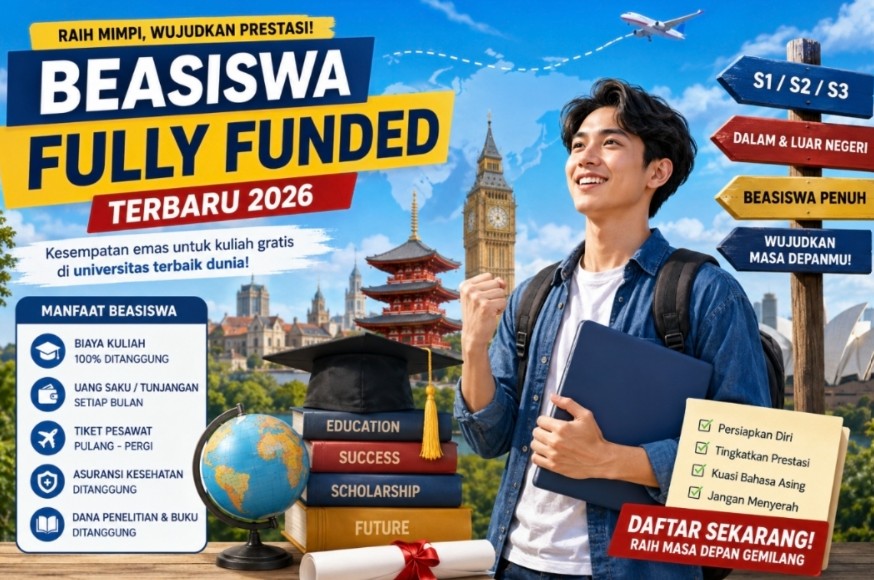 Beasiswa Fully Funded Terbaru 2026: Peluang Kuliah Gratis Dalam dan Luar Negeri yang Wajib Dicoba Beasiswa Fully Funded Terbaru 2026: Peluang Kuliah Gratis Dalam dan Luar Negeri yang Wajib Dicoba