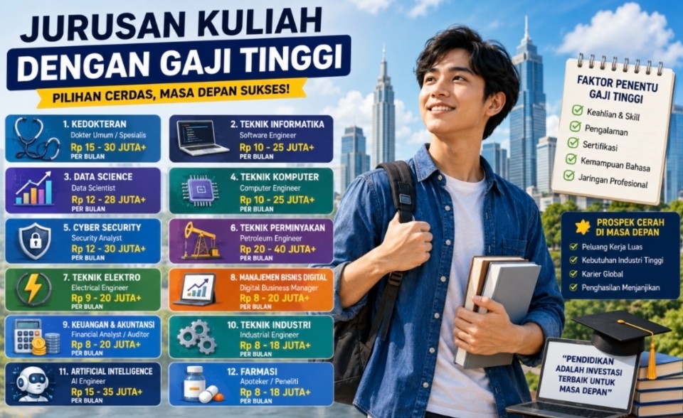 Jurusan Kuliah dengan Gaji Tinggi: Pilihan Masa Depan Cerah yang Banyak Dicari Perusahaan Jurusan Kuliah dengan Gaji Tinggi: Pilihan Masa Depan Cerah yang Banyak Dicari Perusahaan