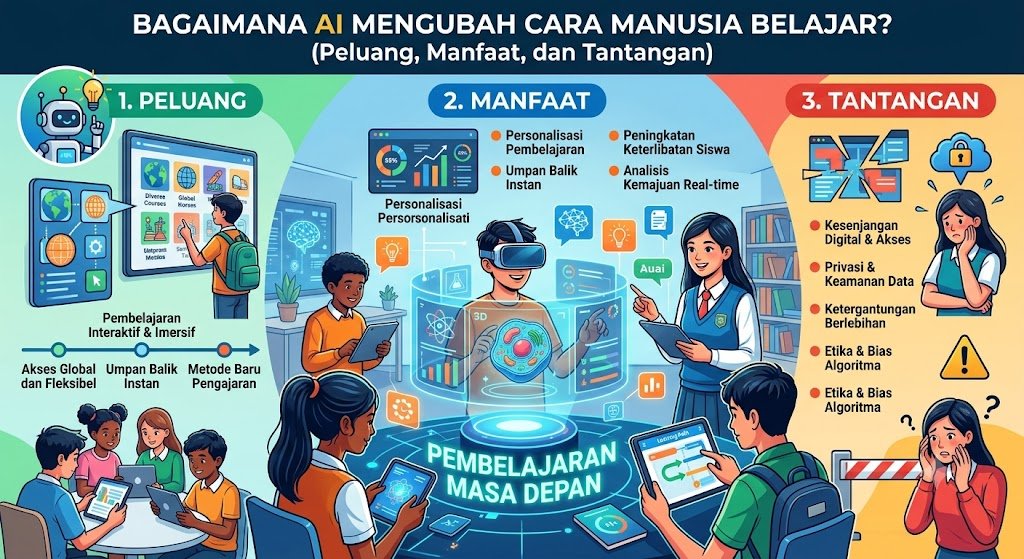 Bagaimana AI Mengubah Cara Manusia Belajar? Dari Peluang, Manfaat, dan Tantangannya