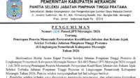 Panitia Seleksi (Pansel) resmi menetapkan peserta yang memenuhi persyaratan kualifikasi jabatan dan rekam jejak dalam Seleksi Terbuka (Selter) Jabatan Pimpinan Tinggi (JPT) Pratama di lingkungan Pemerintah Kabupaten Merangin Tahun 2026.