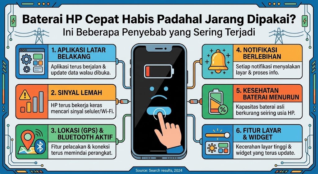 Baterai HP Cepat Habis Padahal Jarang Dipakai? Ini Beberapa Penyebab yang Sering Terjadi