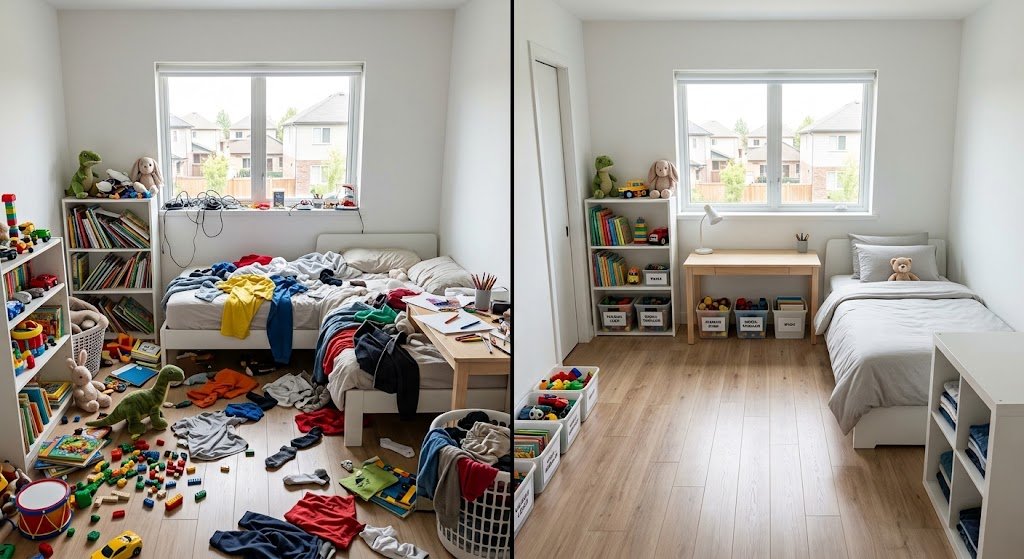 Kamar yang berantakan dan Kamar yang rapi