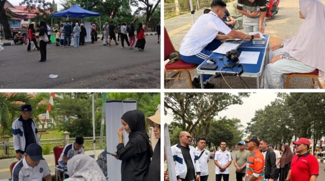 Suasana Car Free Day (CFD) di Jalur Dua Taman Bujang Upik, Kabupaten Merangin, Minggu (2/8/2026) semakin berwarna.