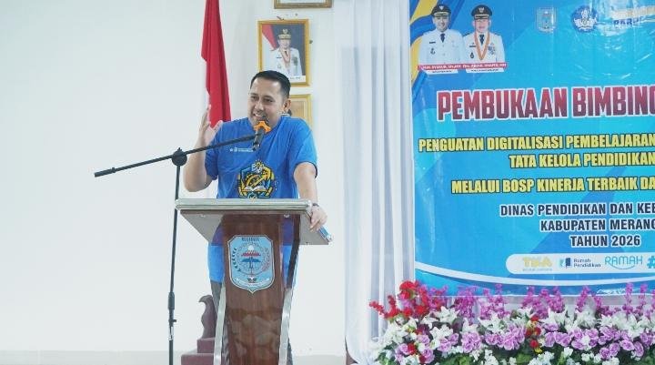 Suasana hangat dan penuh keakraban mewarnai pembukaan Pelatihan Bantuan Operasional Satuan Pendidikan (BOSP) Kinerja dan BOSP Afirmasi Tahun 2026 di Aula Kantor Bupati Merangin, Senin (31/8).