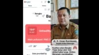 Kualitas udara di Kota Bangko, Kabupaten Merangin, mengalami penurunan seiring meningkatnya kabut asap. Berdasarkan pantauan melalui situs IQAir, indeks kualitas udara (AQI) di wilayah tersebut berada di angka sekitar 164 atau masuk kategori tidak sehat. Jumat (28/8/2026). Kualitas udara di Kota Bangko, Kabupaten Merangin, mengalami penurunan seiring meningkatnya kabut asap. Berdasarkan pantauan melalui situs IQAir, indeks kualitas udara (AQI) di wilayah tersebut berada di angka sekitar 164 atau masuk kategori tidak sehat. Jumat (28/8/2026).