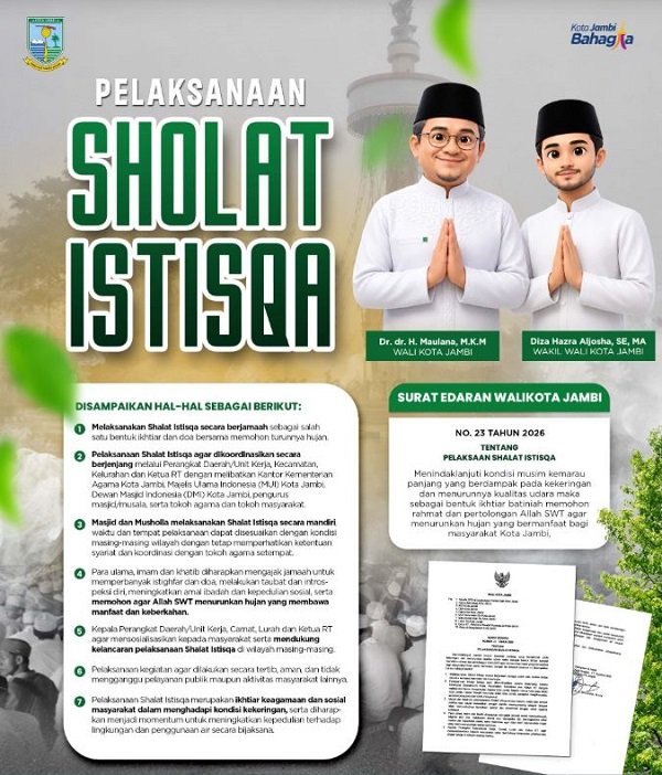wali kota maulana keluarkan se imbauan shalat istisqa di jambi