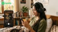 Mendengarkan lagu melalui Spotify Mendengarkan lagu melalui Spotify