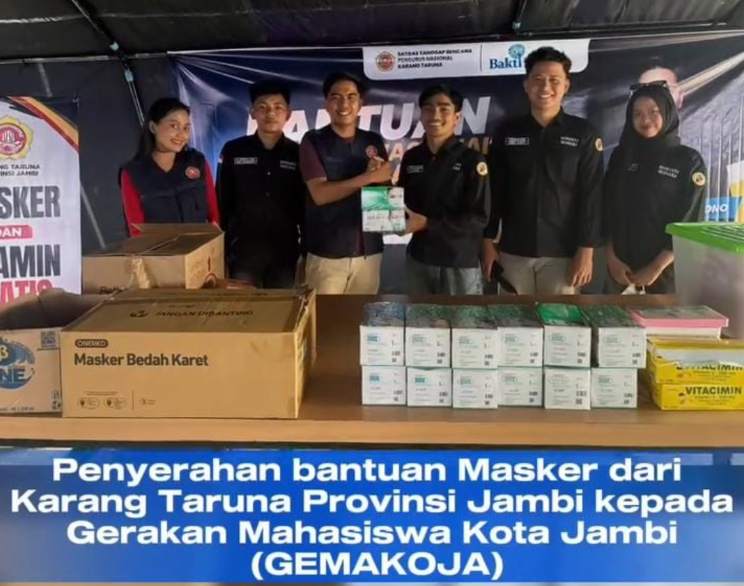 Karang Taruna Provinsi Jambi Salurkan Bantuan Masker kepada GEMAKOJA, Wujud Nyata Kepedulian di Tengah Kabut Asap Karhutla