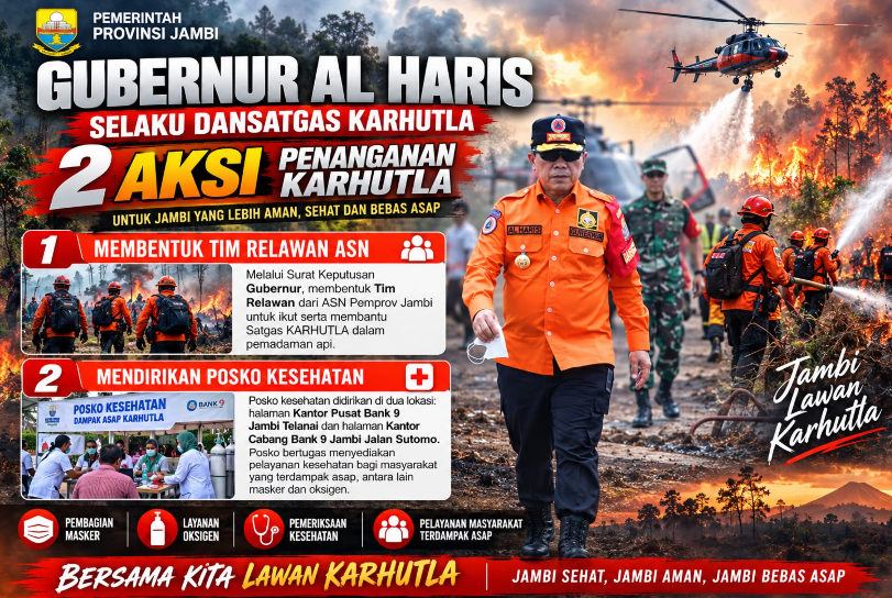 Gubernur Al Haris Siapkan ASN Turun Lapangan Bantu Padamkan Karhutla di Jambi