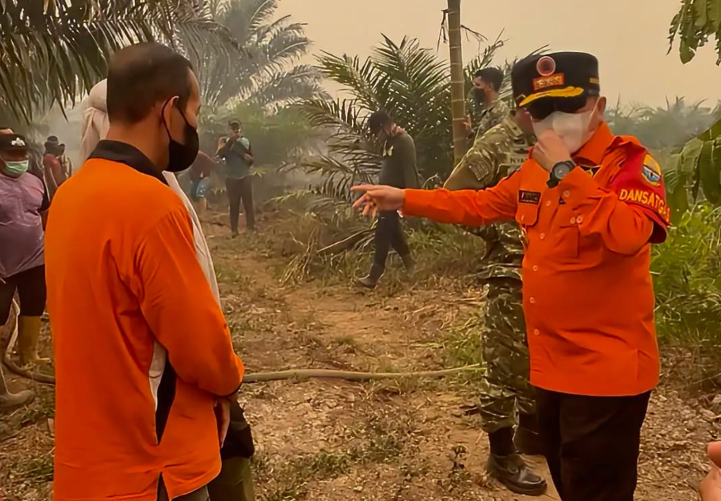 Al Haris dan Danrem Turun Langsung ke Lokasi Karhutla di Kumpeh, Angin Kencang dan Sulitnya Air Jadi Kendala